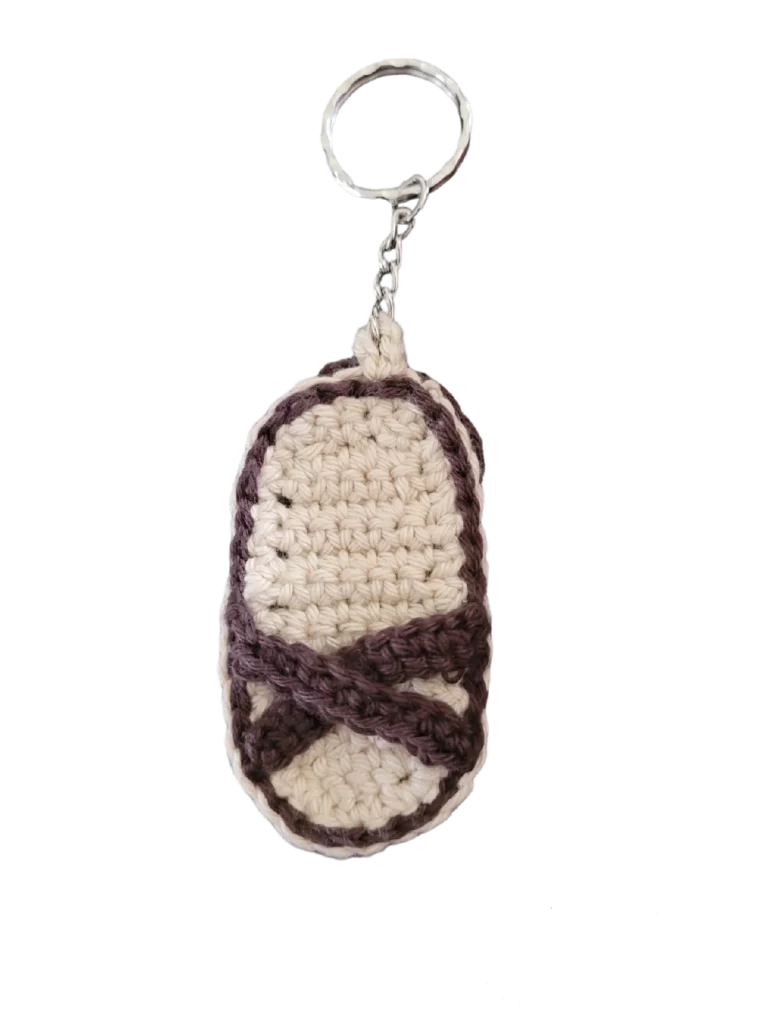 Porte-clé zoories d'inspiration japonaise en coton beige et marron