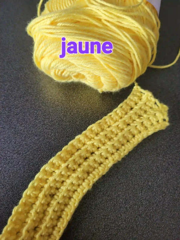 bande crochetée couleur dégradé jaune